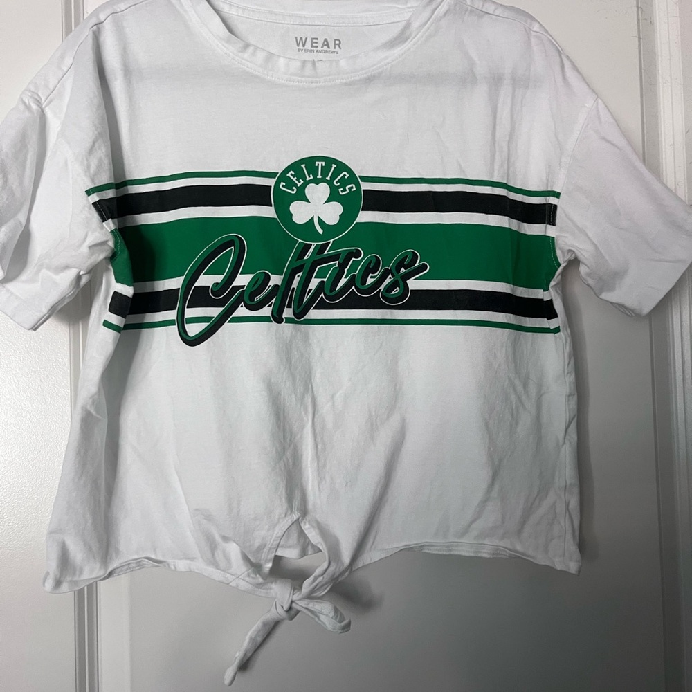Boston Celtics WEAR by Erin Andrews Women's Tie-Front T-Shirt - White